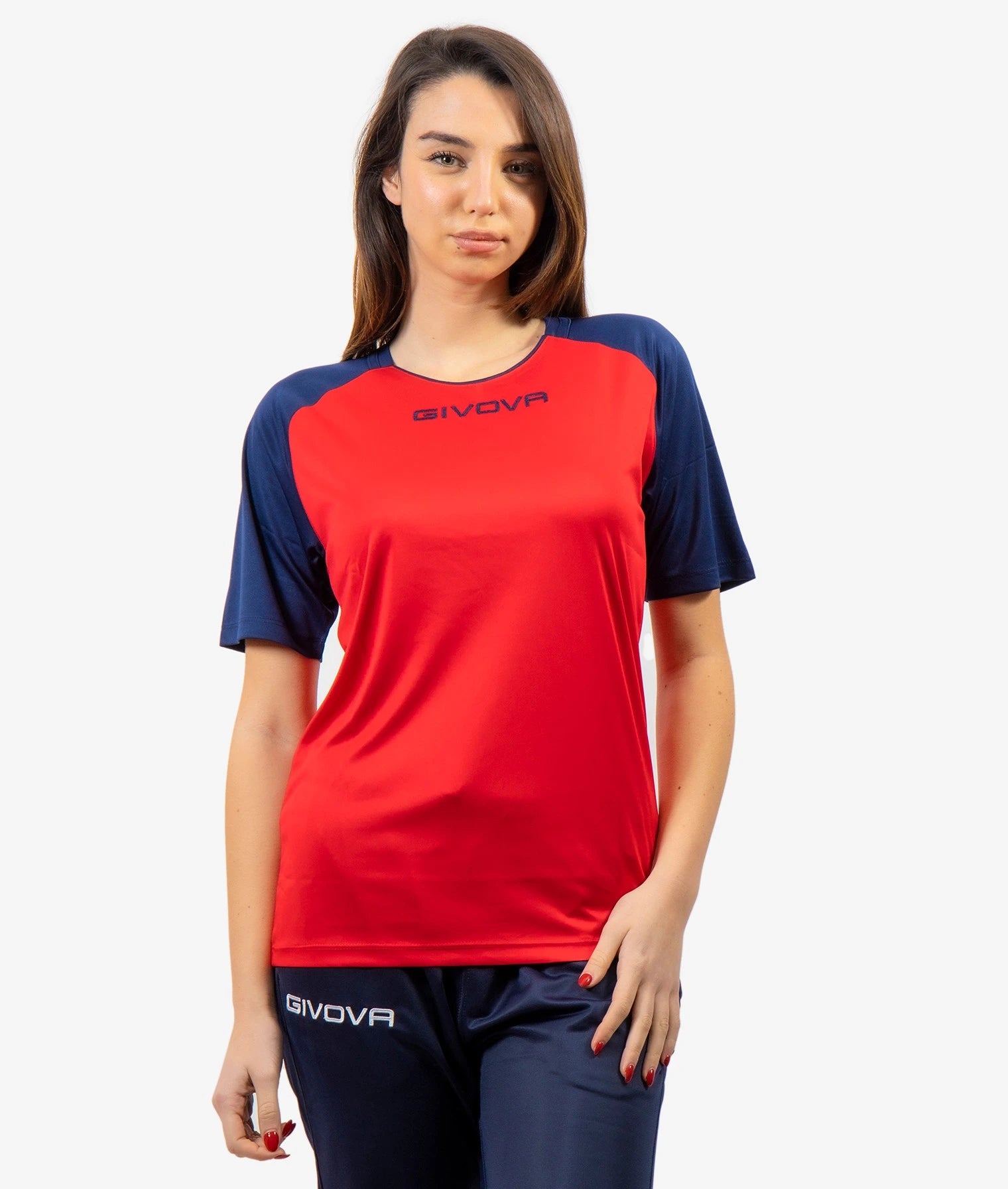 Givova Capo Performance Soccer Jersey - Red / Navy Blue